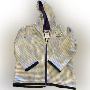 NBA Charlotte Hornets Kids Striped Hooded Jacket w/zipper, Gray, 3T